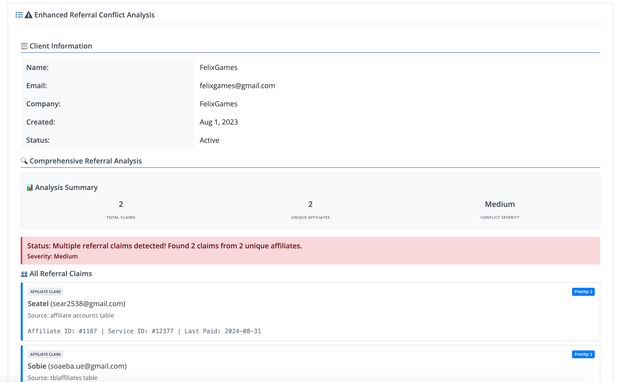 Conflict Detection Analysis