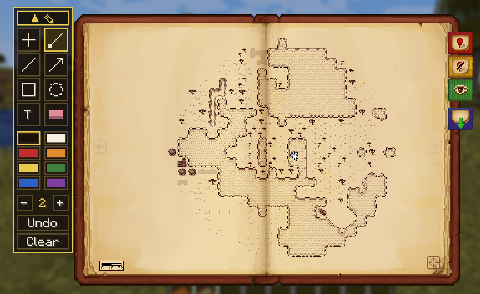 The doodle toolbar beside the open atlas book
