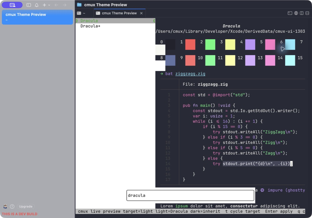 Filtered theme preview