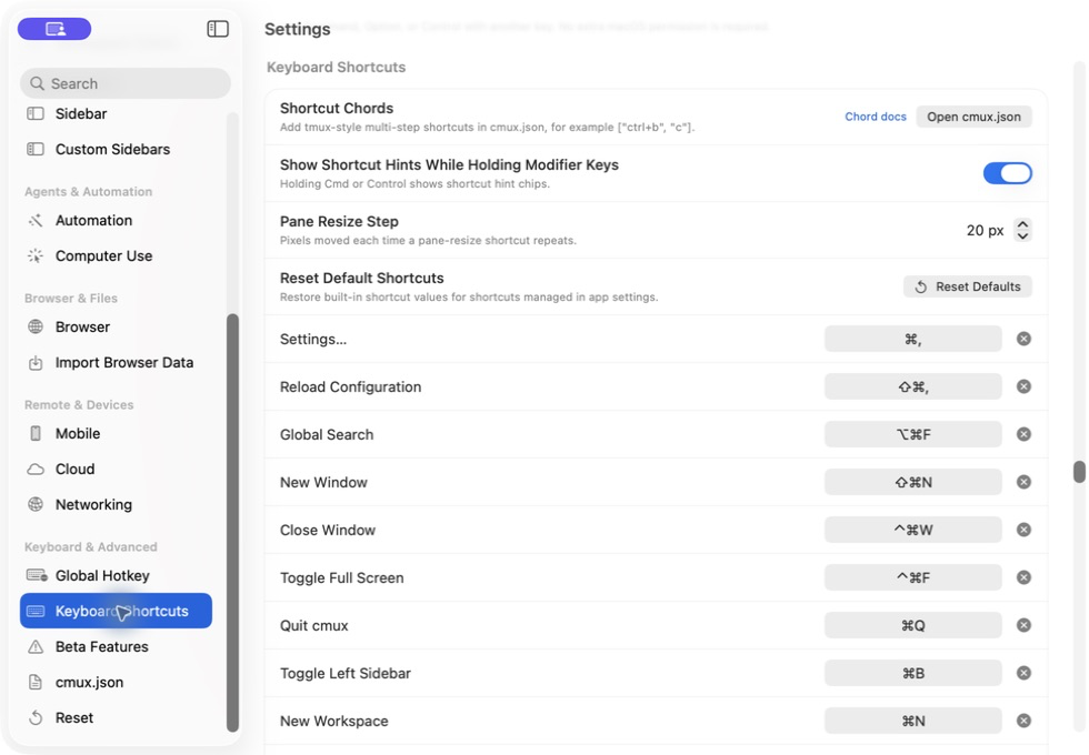 Lower groups and Keyboard Shortcuts