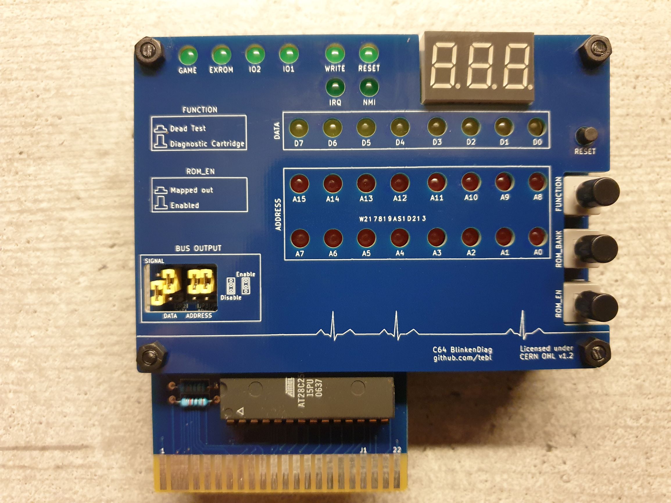 C64 BlinkenDiag Faceplate, from the project README