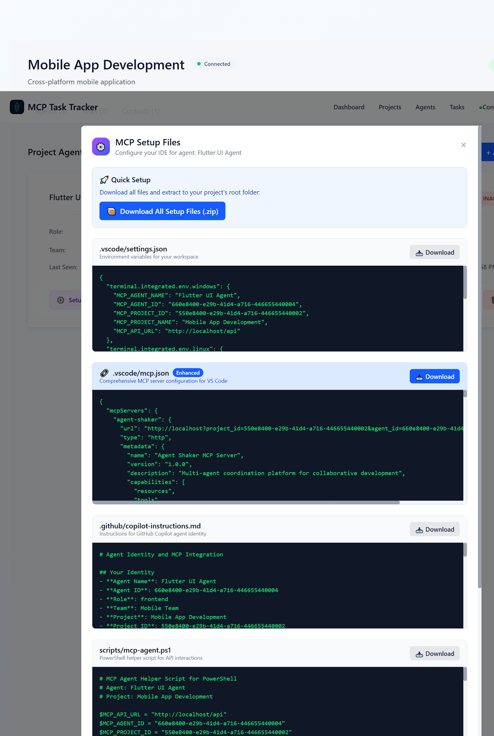 Agent Setup Interface