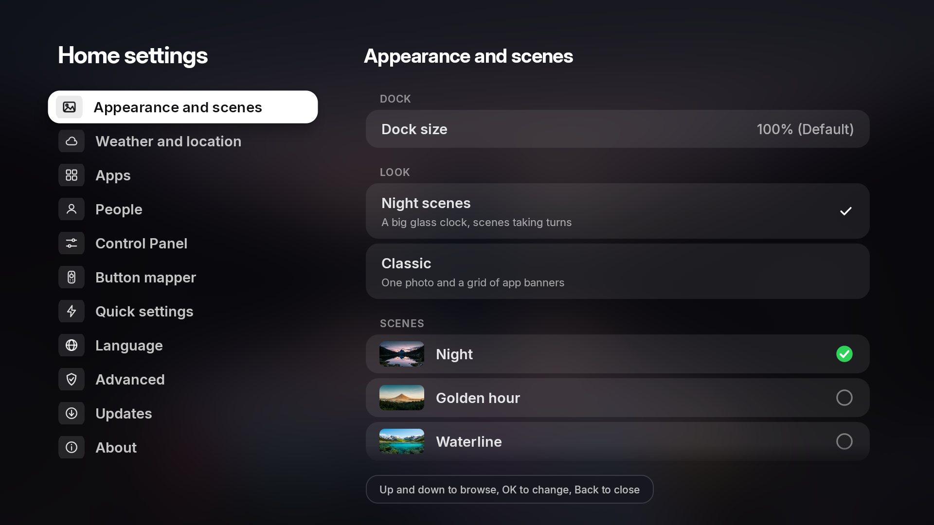 Settings - Appearance and Scenes