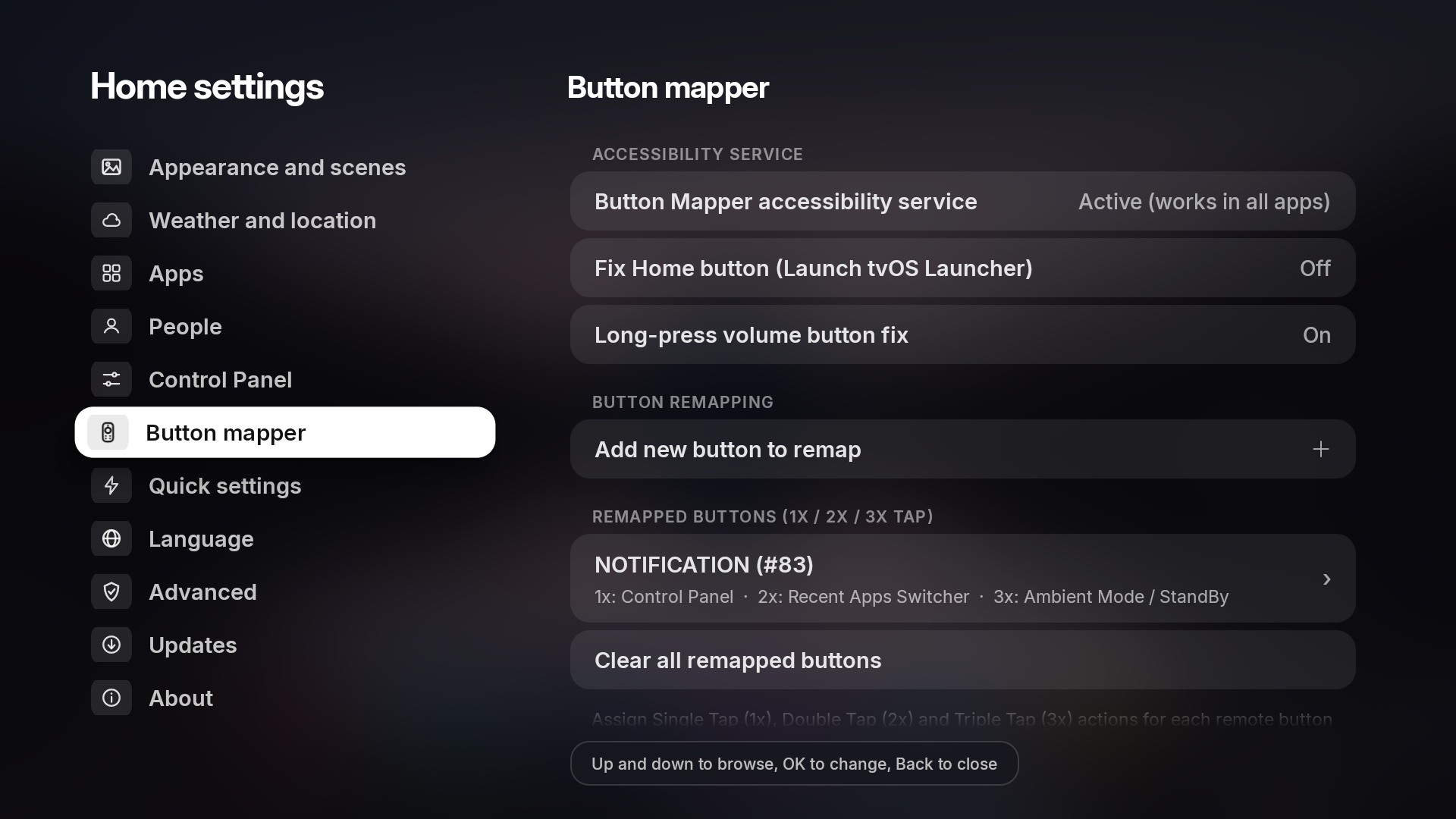 Settings - Button Mapper