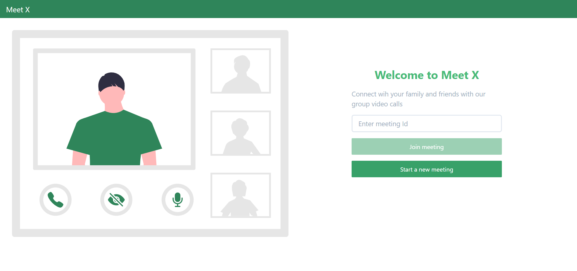 Video conferencing webapp landing page