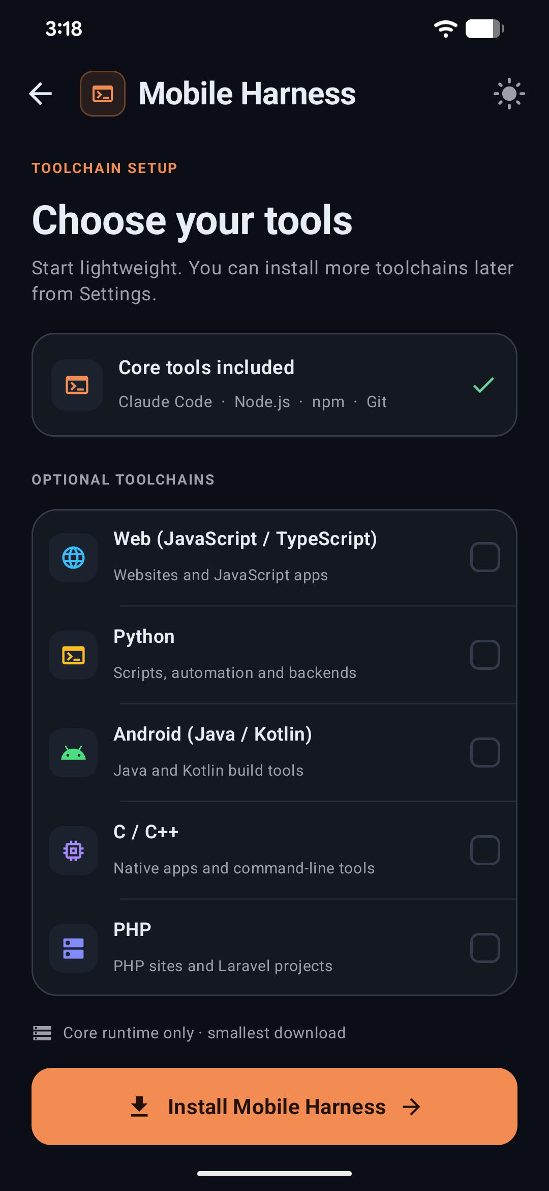 Toolchain selection