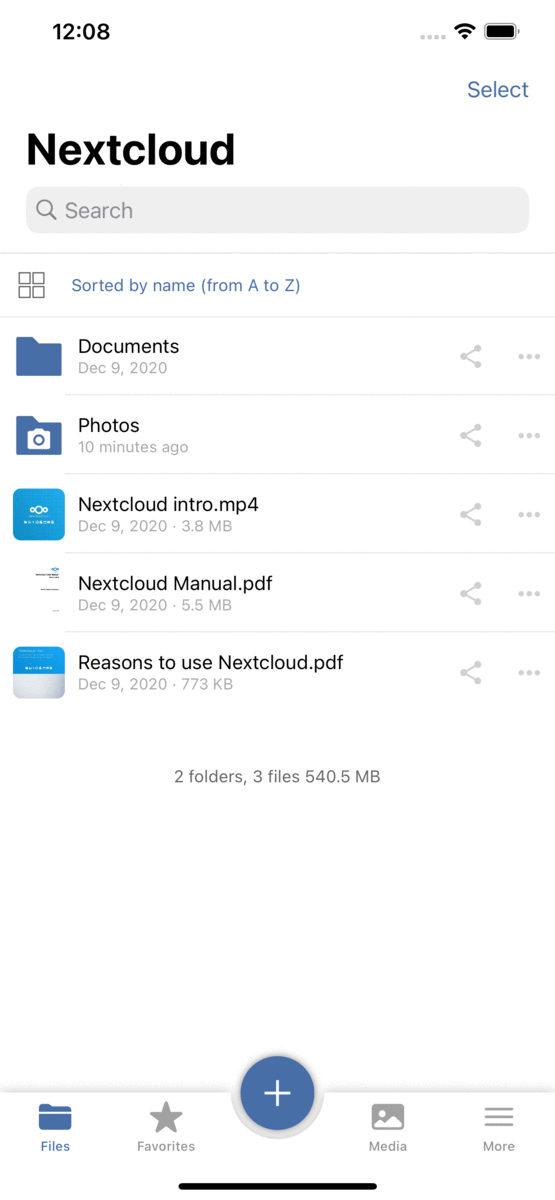 Demo of the Nextcloud iOS files app