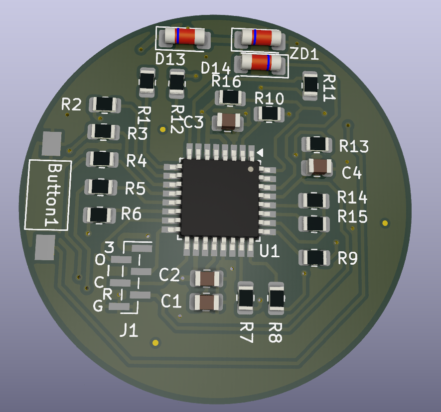 LumiTimeV2 PCB board render back