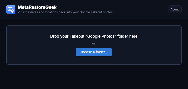 screenshot start Drop your Takeout Google Photos folder in