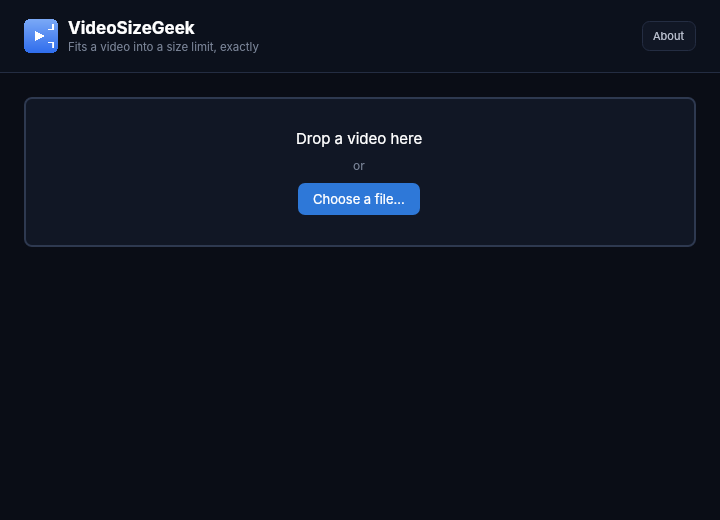 screenshot start Drop a video in, or choose one from a folder