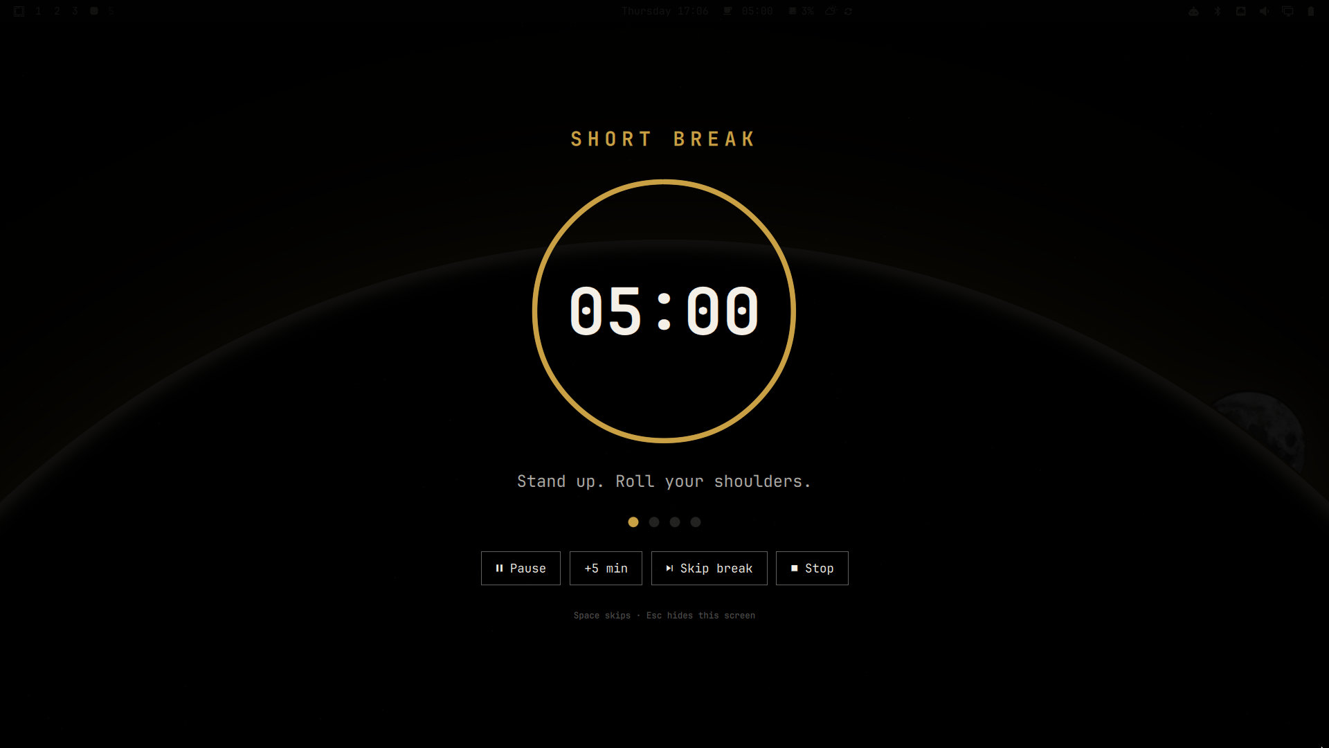 Full-screen break screen
