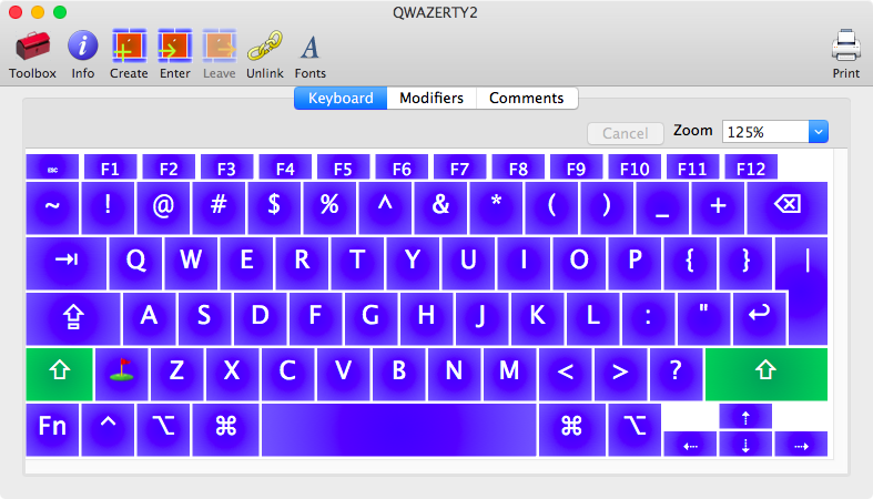 QWAZERTY with Shift modifier