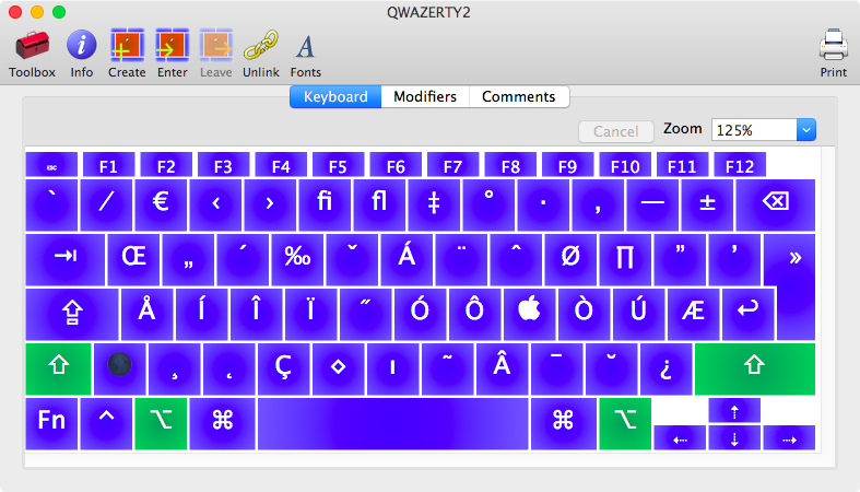 QWAZERTY with Shift–Option modifier