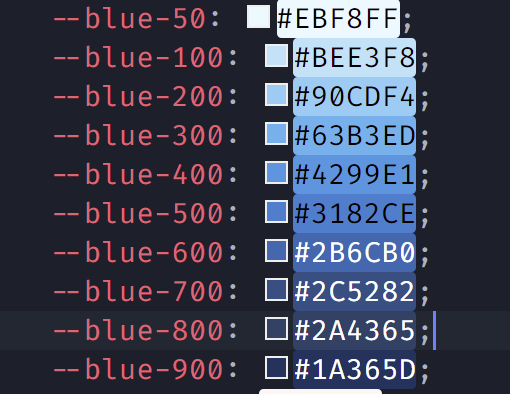 Blue color range