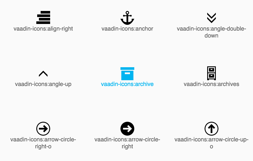 Screenshot of vaadin-icons