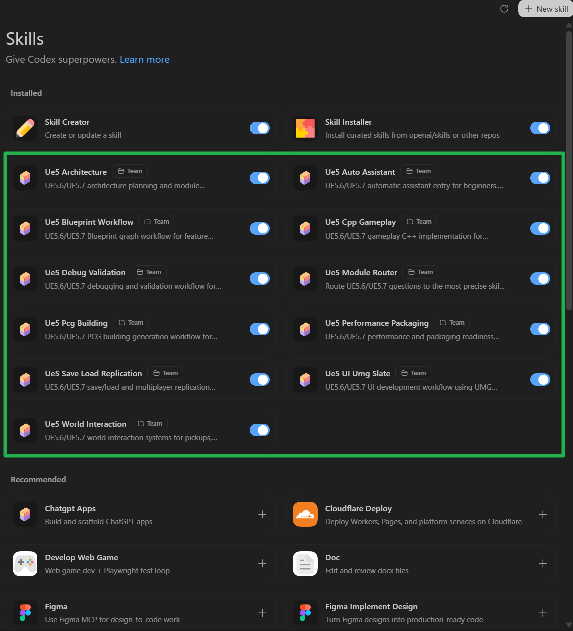 UE5 Skills Overview