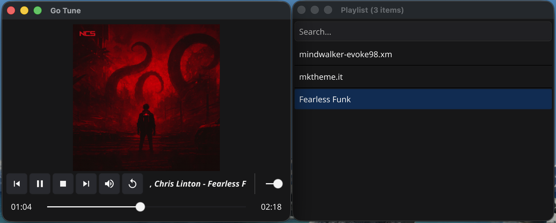 GoTune Dark Theme
