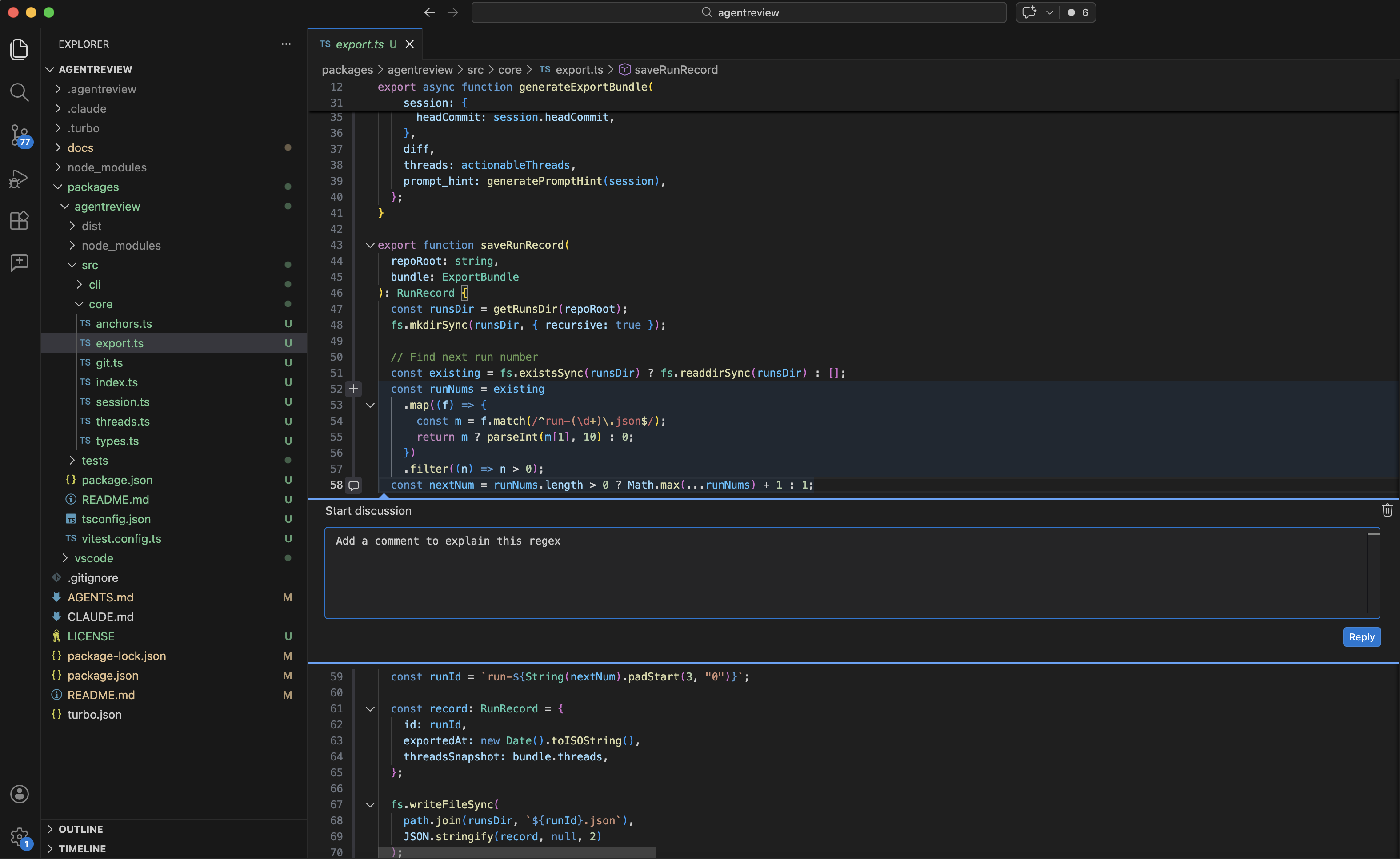 Step 2: Review code and add comments