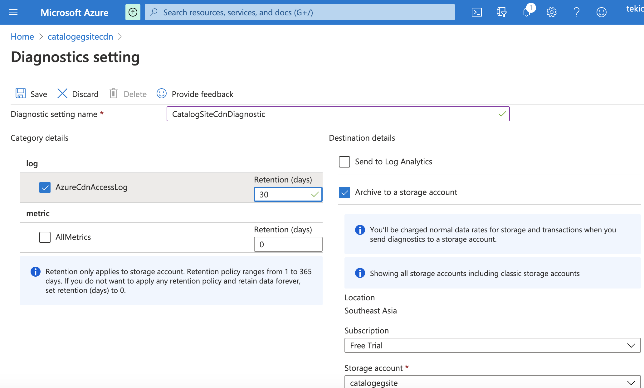 Add AzureCdnAccessLog in CDN Diagnostics