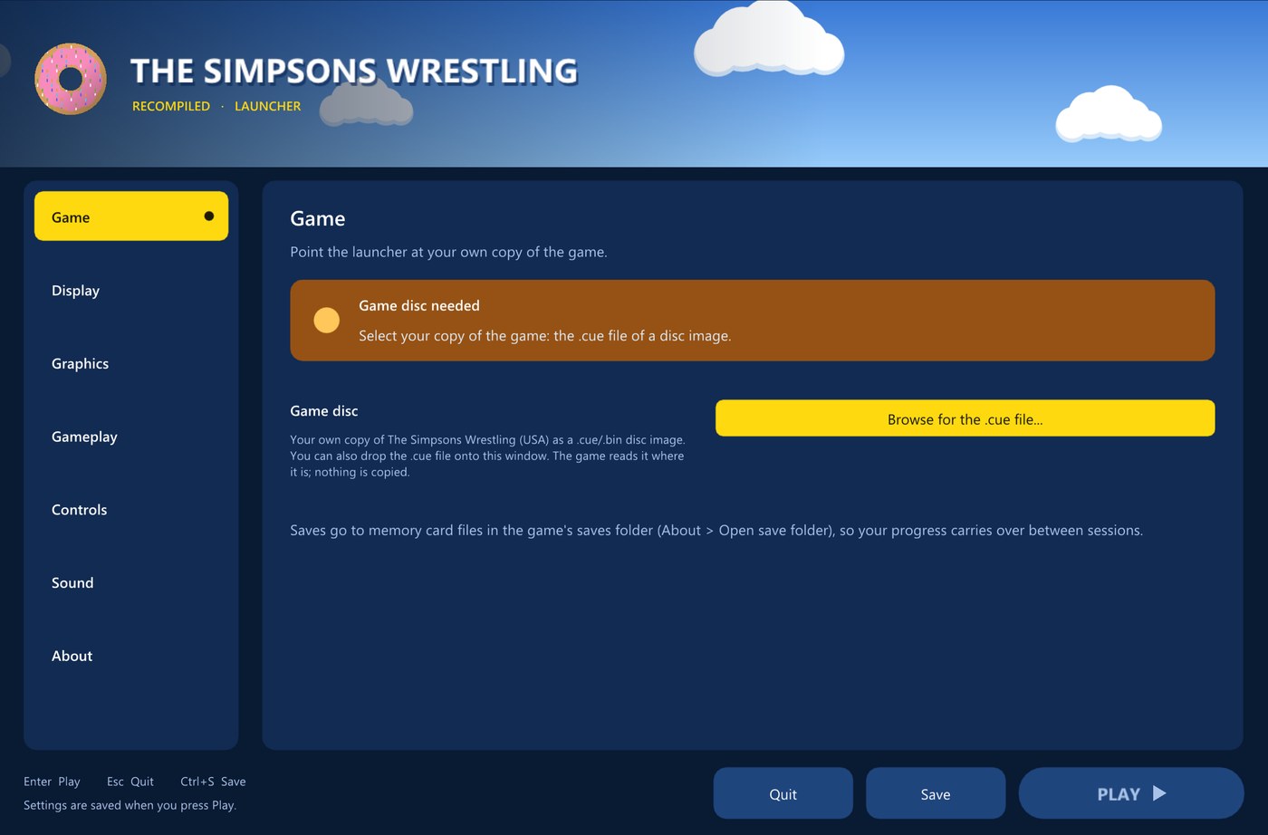 Game page