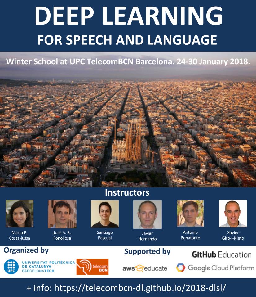UPC TelecomBCN Deep Learning Learning for Speech and Language 2018 Poster