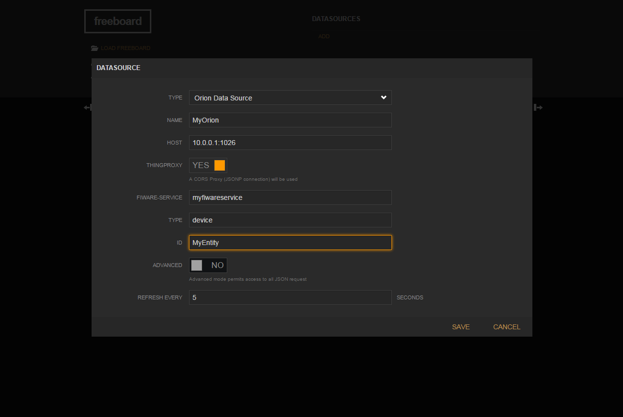 Orion_DataSource settings example General