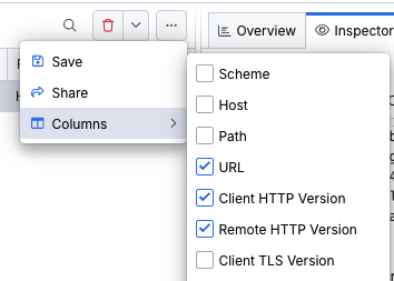 Manage columns from the Fiddler UI