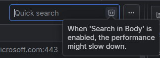 Quick search option to highlight and filter session based on a matched results from both URLs, and HTTP Bodies