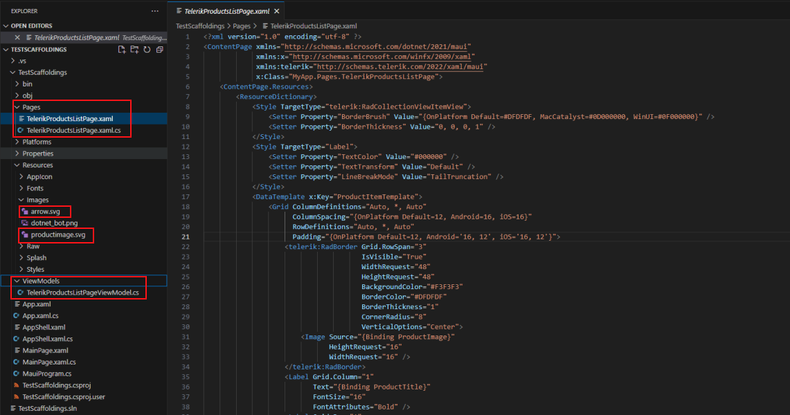 .NET MAUI Scaffolding result