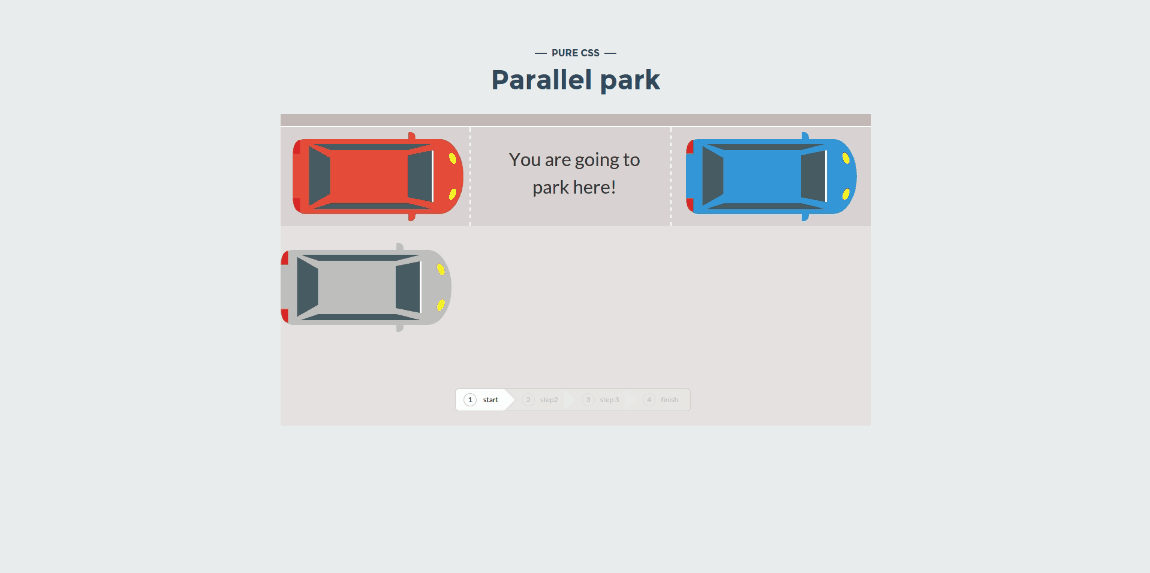 Pure css parallel park em funcionamento