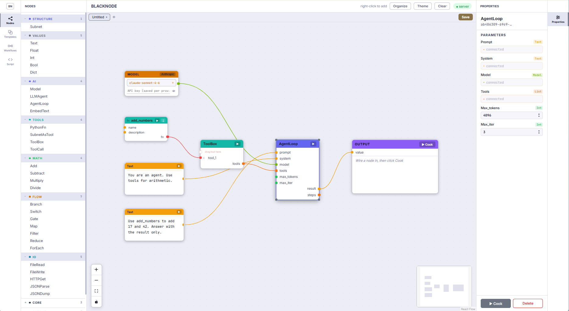 Blacknode visual editor light theme