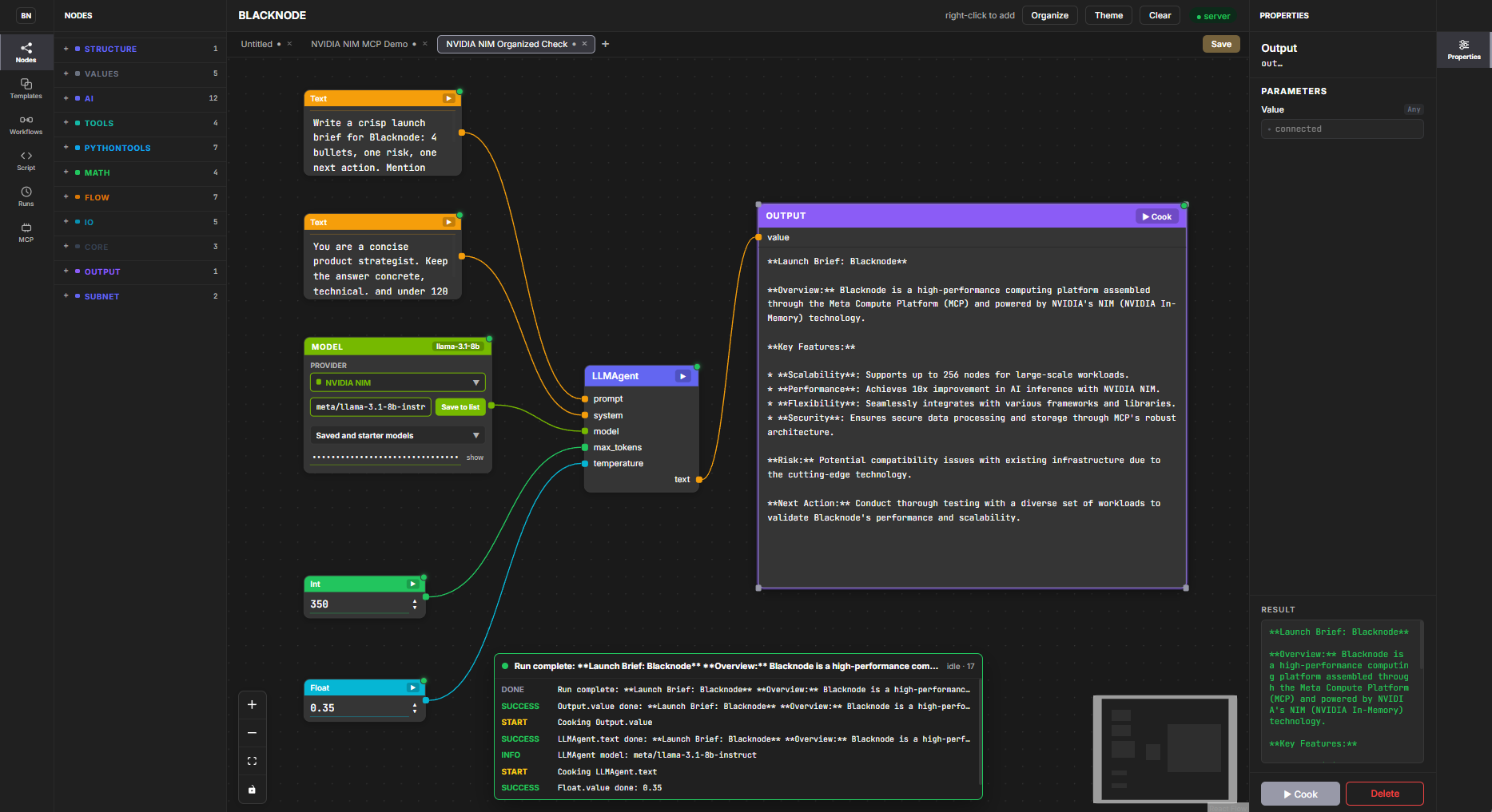 MCP NVIDIA NIM workflow in the editor