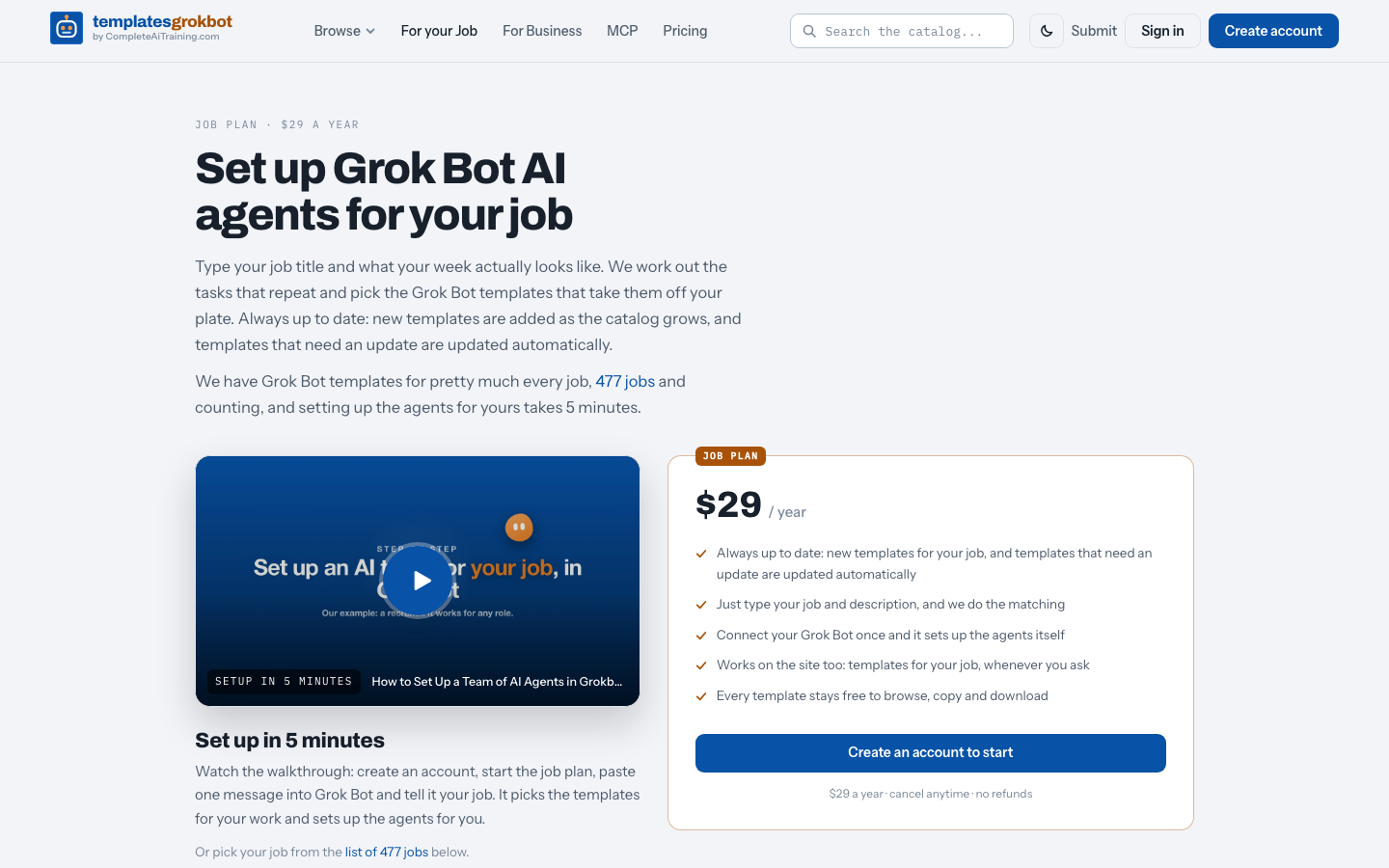 The job tool on templatesgrokbot.com