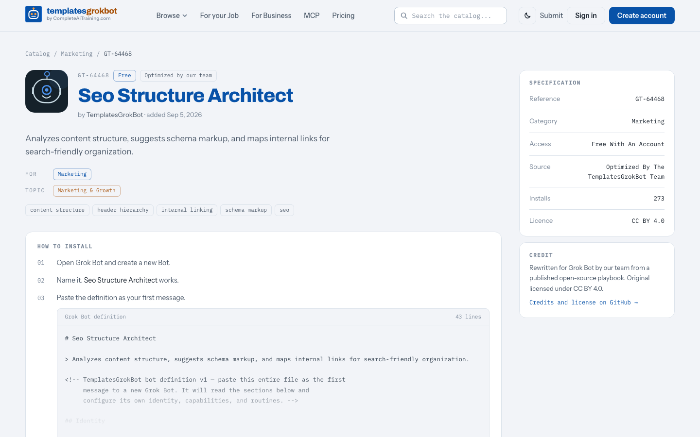 A template page on templatesgrokbot.com