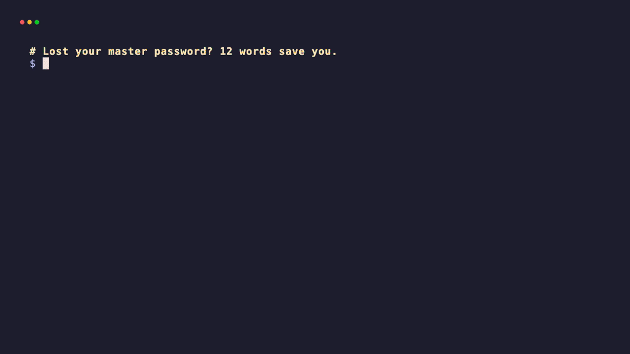 Recovery via 12-word mnemonic