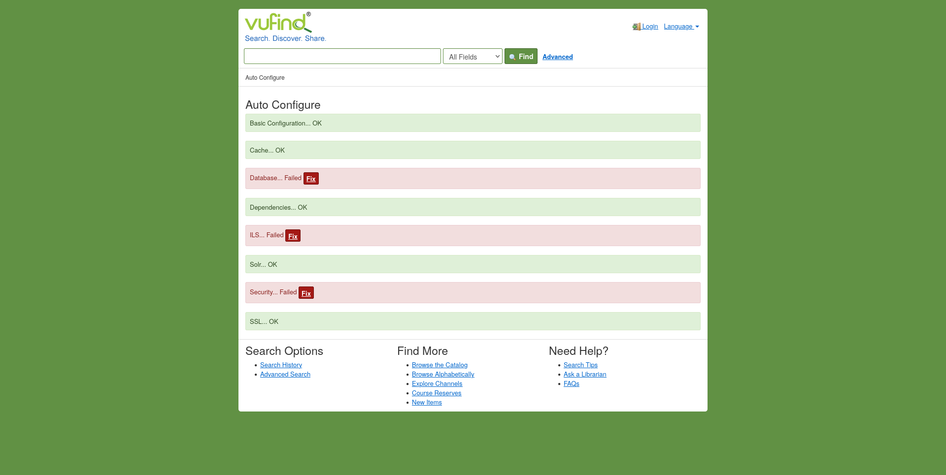 Vufind auto configure screen