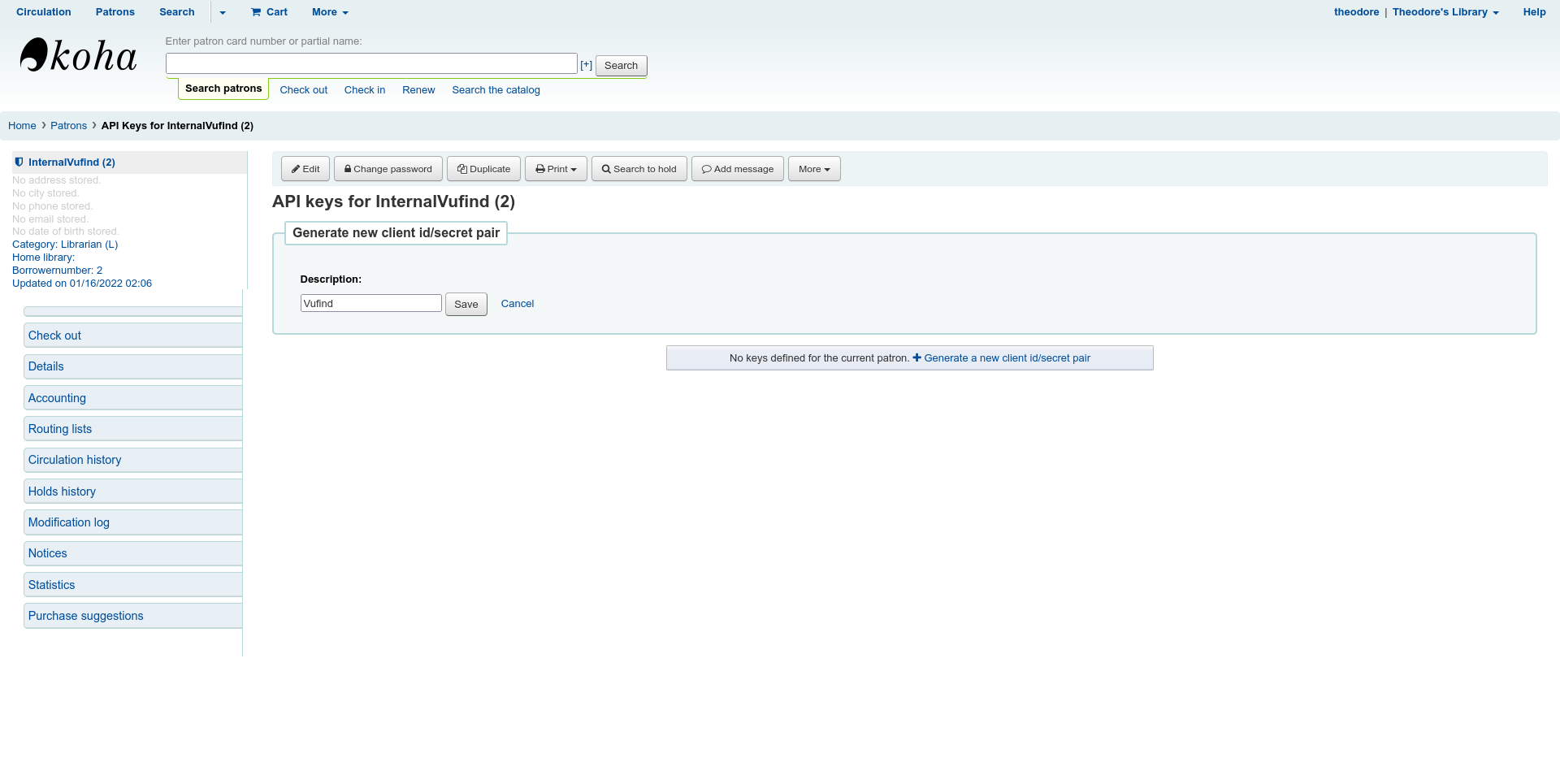 Page showing the available API endpoints