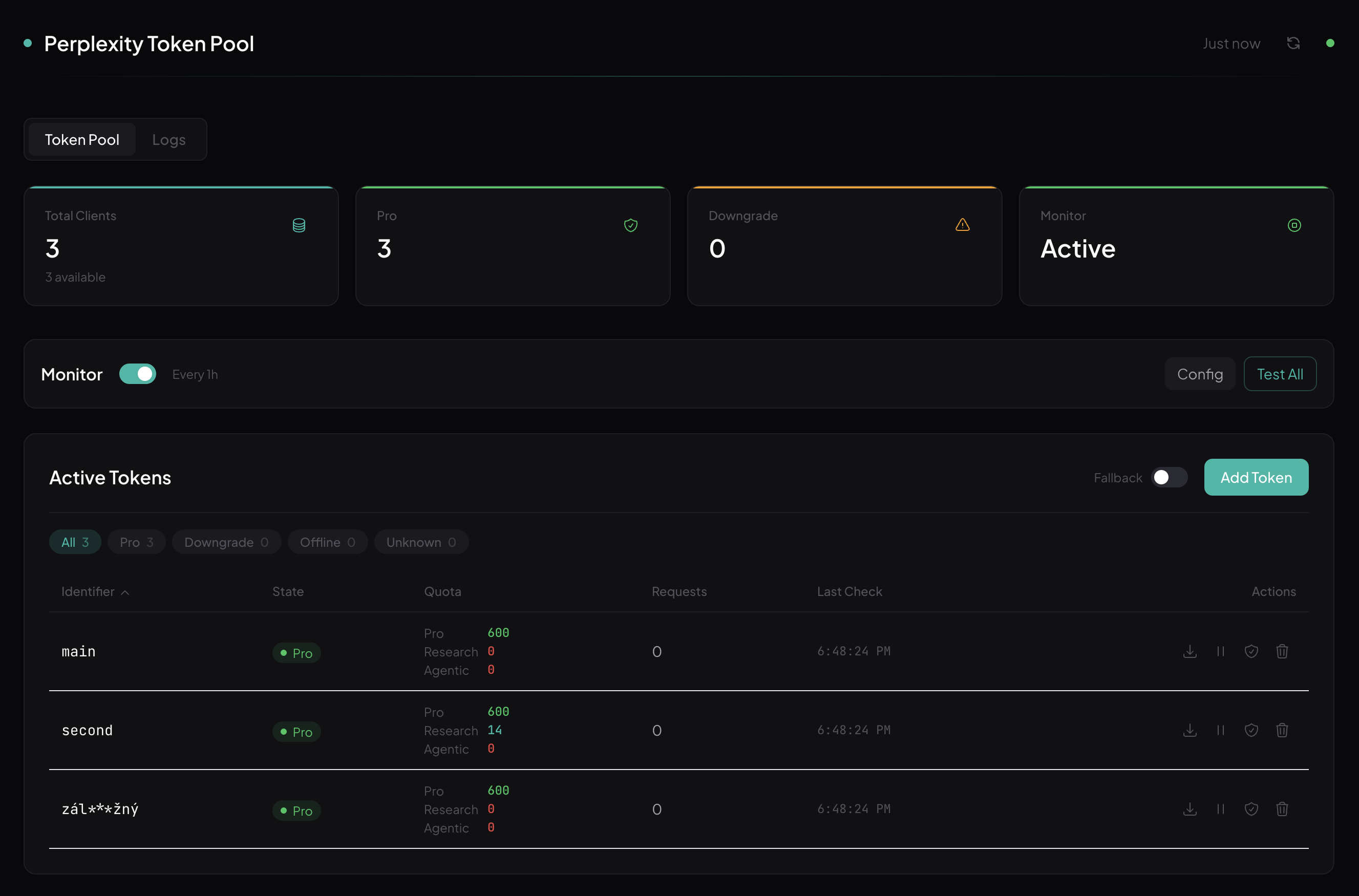 Token Pool Dashboard