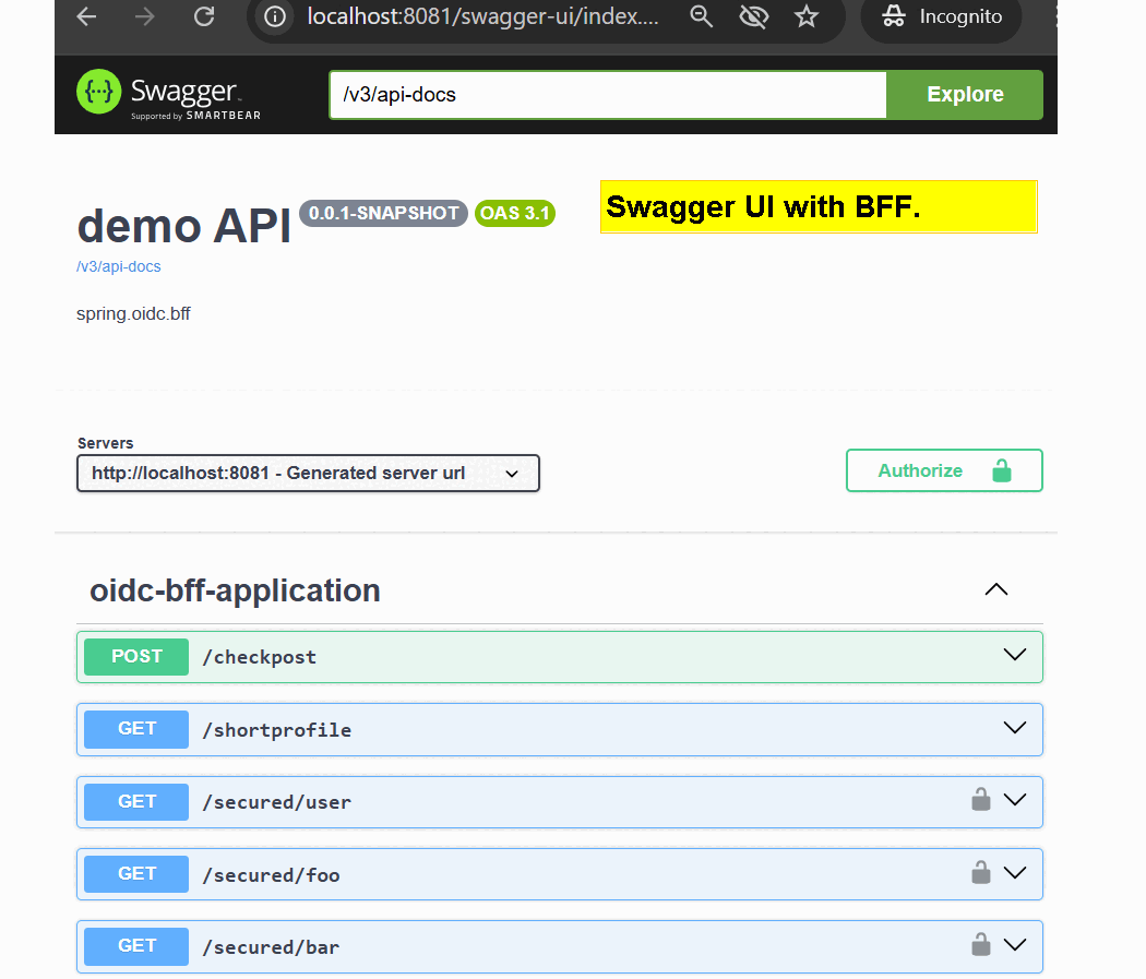 Swagger UI in a BFF World