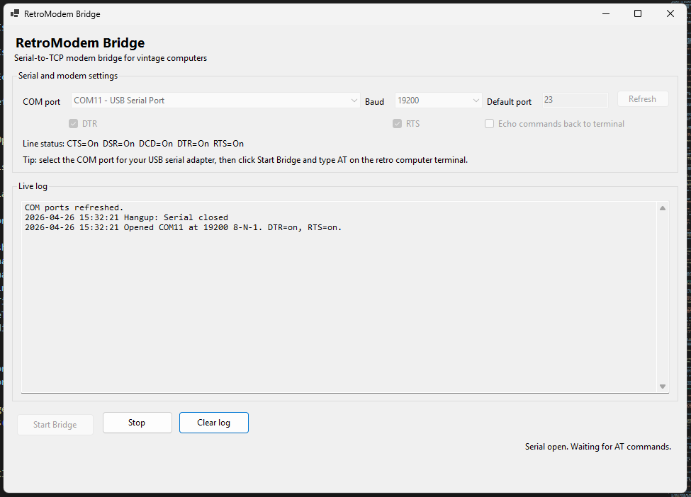 Bridge running and connected