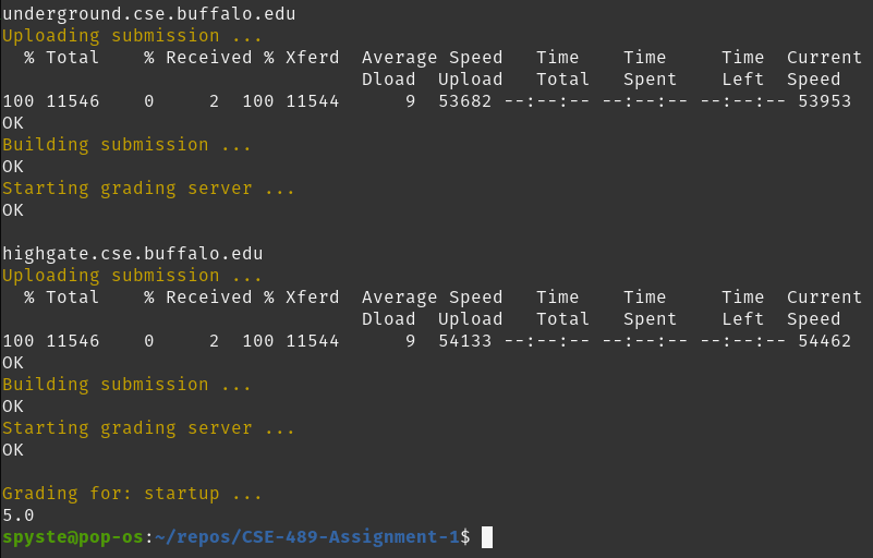 Image showing the result of start  test