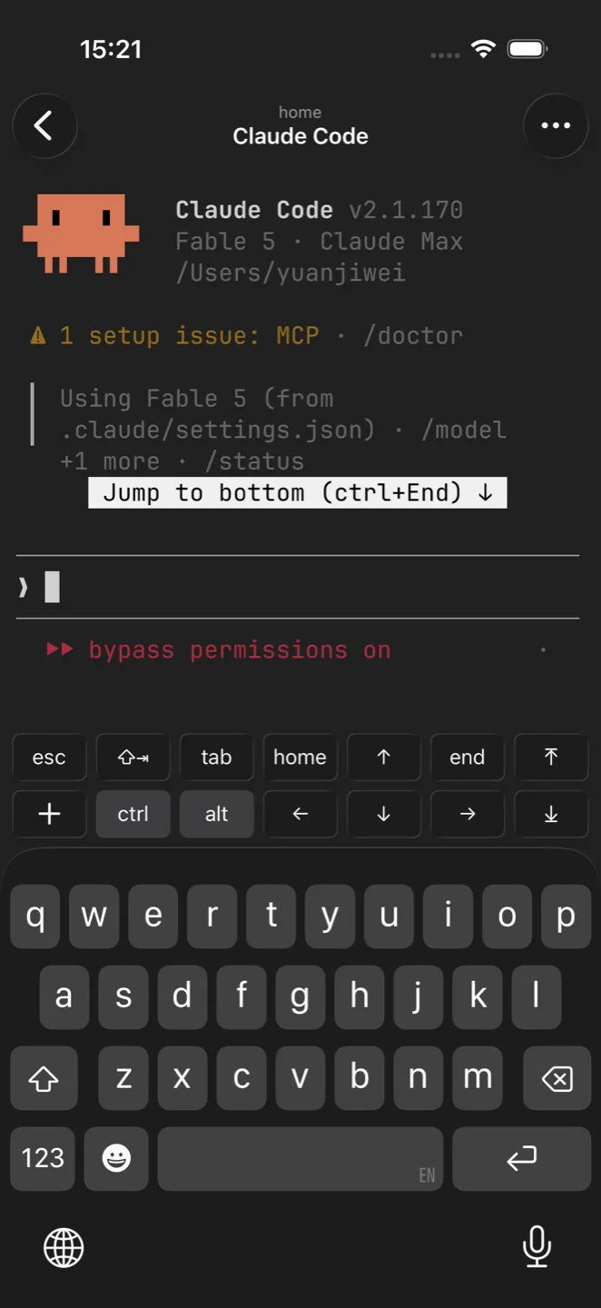 The key bar with esc, tab, ctrl, and arrow keys above the keyboard