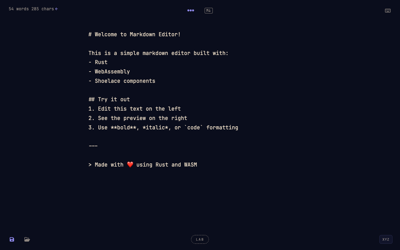Write_On mode: a full-window writing surface with corner controls