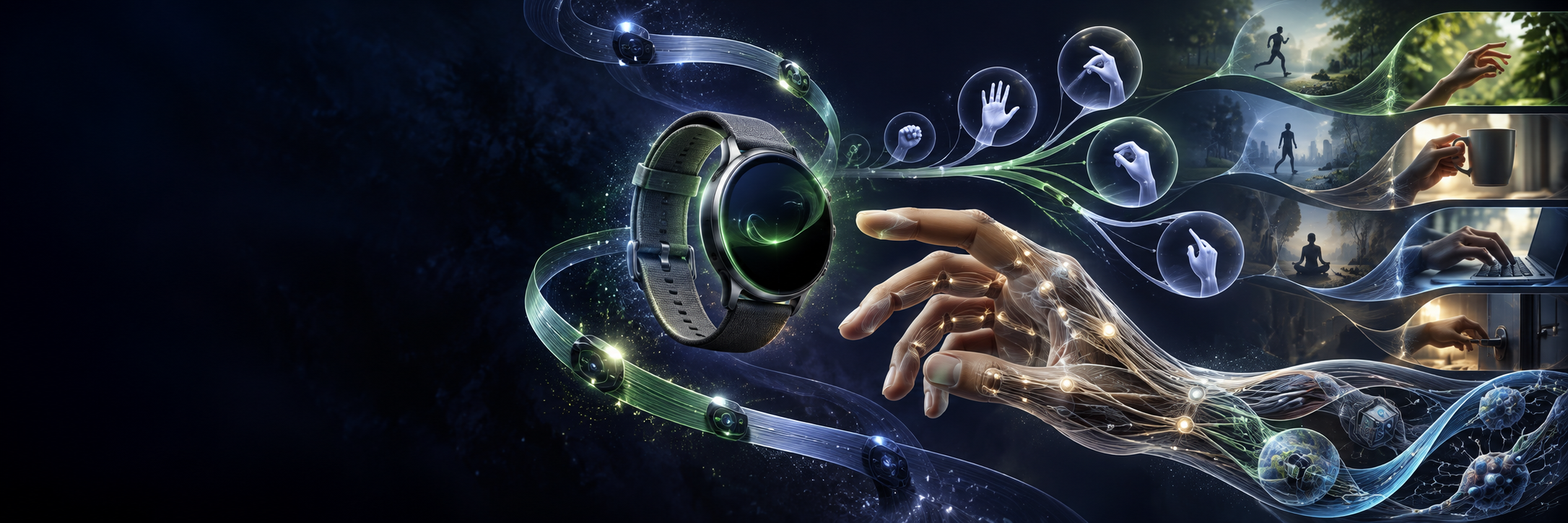 Conceptual scientific artwork for Adaptive versus fixed smartwatch task acquisition