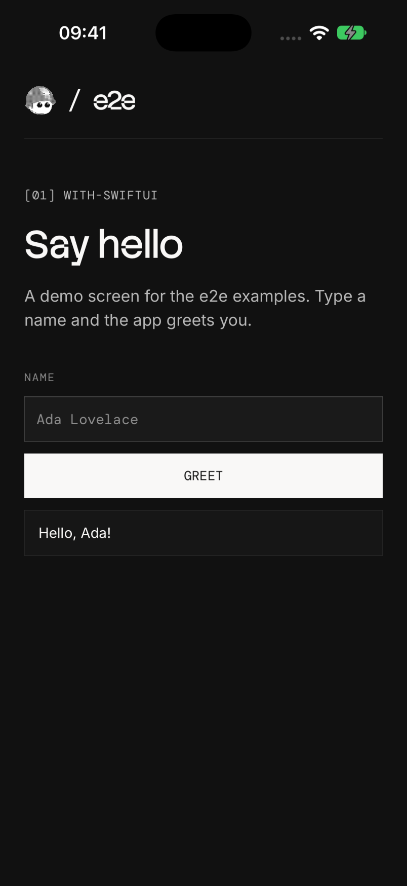 SwiftUI app with the greeting Hello, Ada!