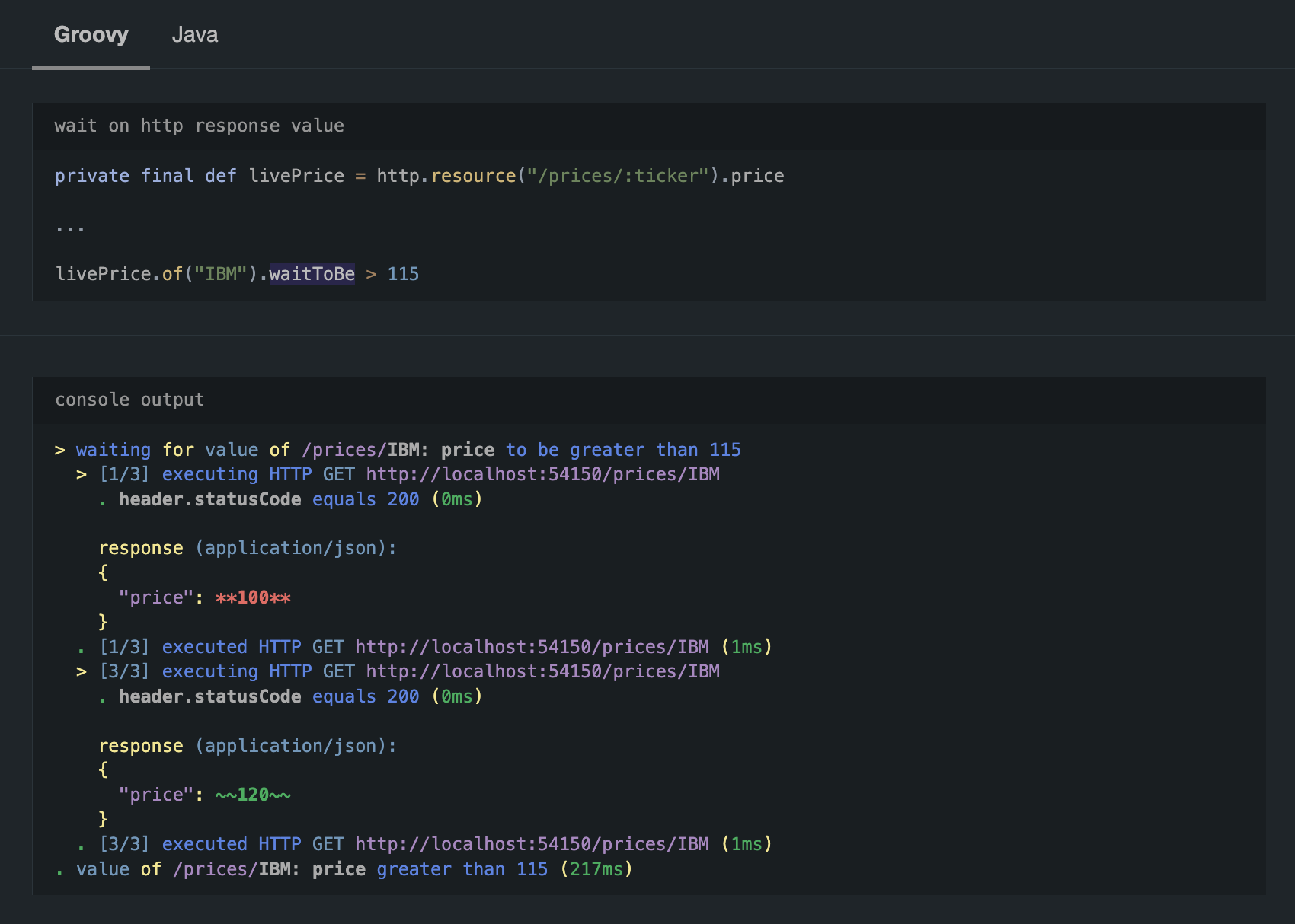 image of http resource code and its output