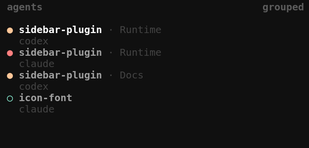 Standard Herdr agent rows repeat workspace names and identify providers