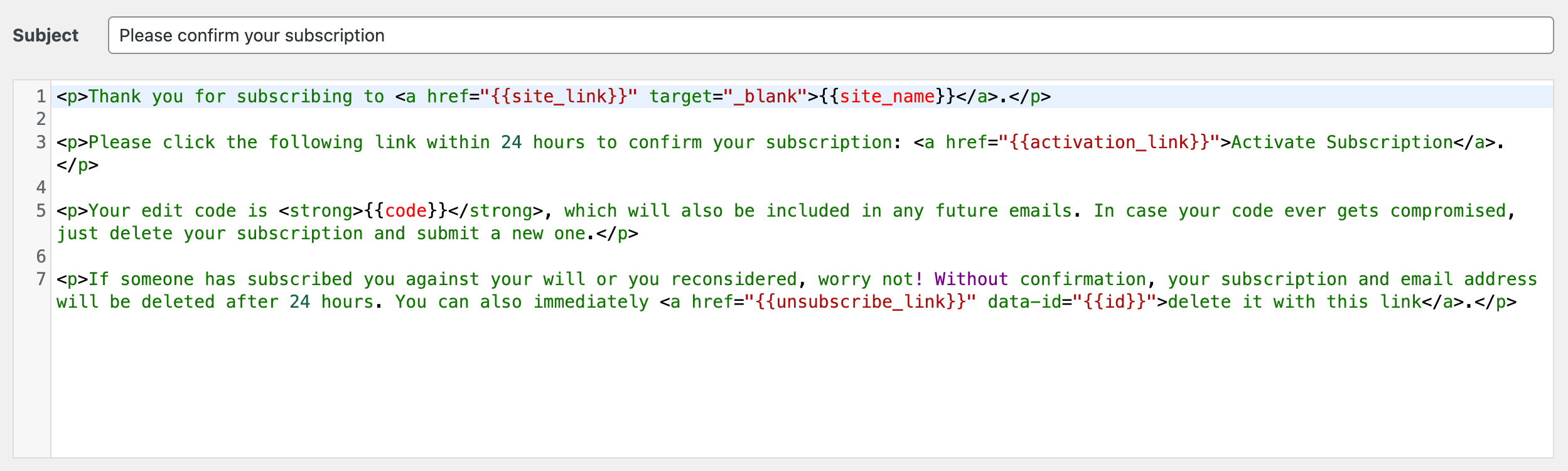 Confirmation Email Layout
