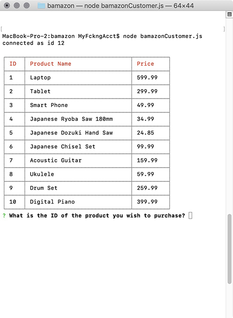 Customer Side - Show Inventory