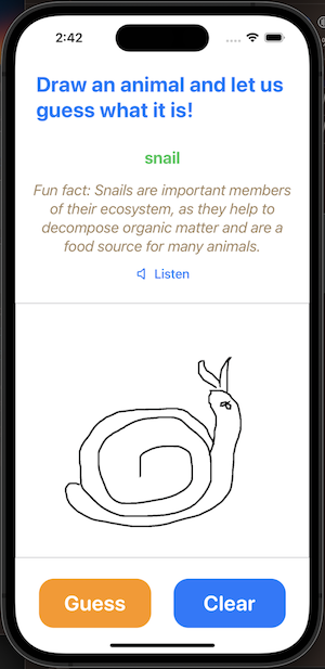 Draw and Tell iOS Application Screenshot Snail